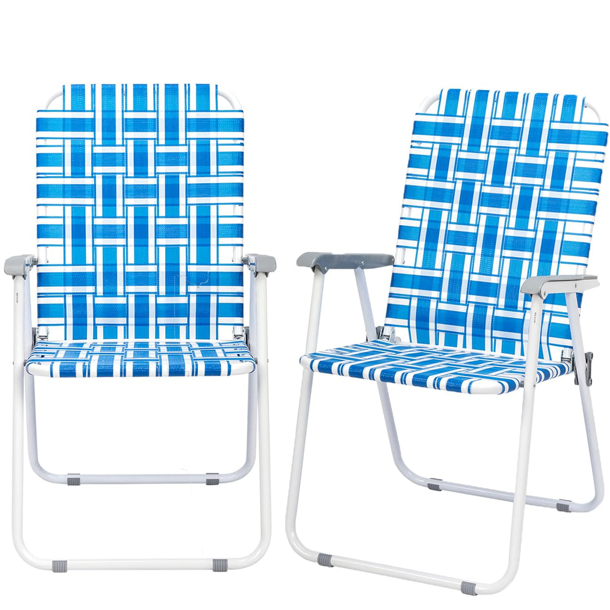 Set of 2 Blue Webbed Folding Patio Chair B7218