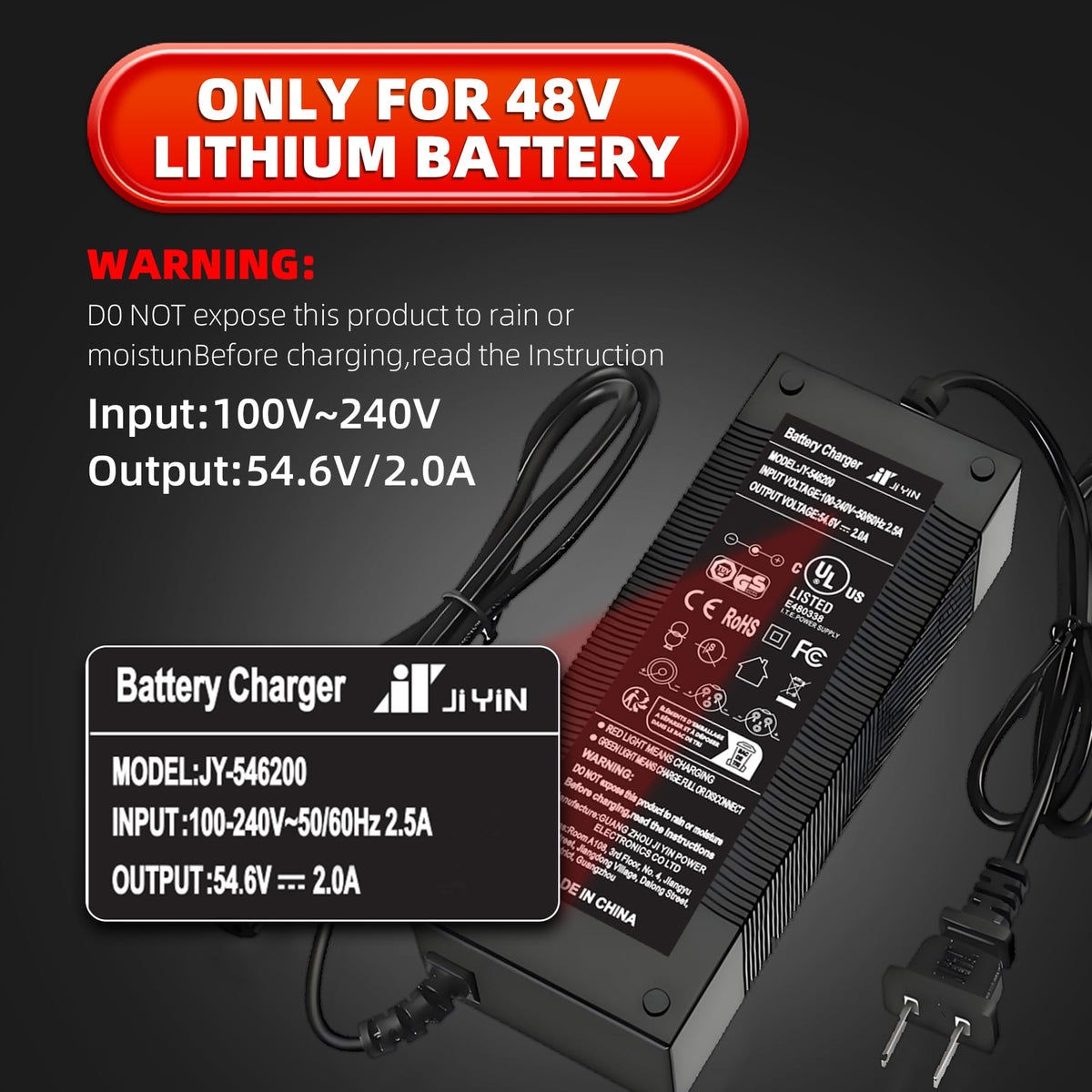 54.6V 2A Electric Bike Charger Y980