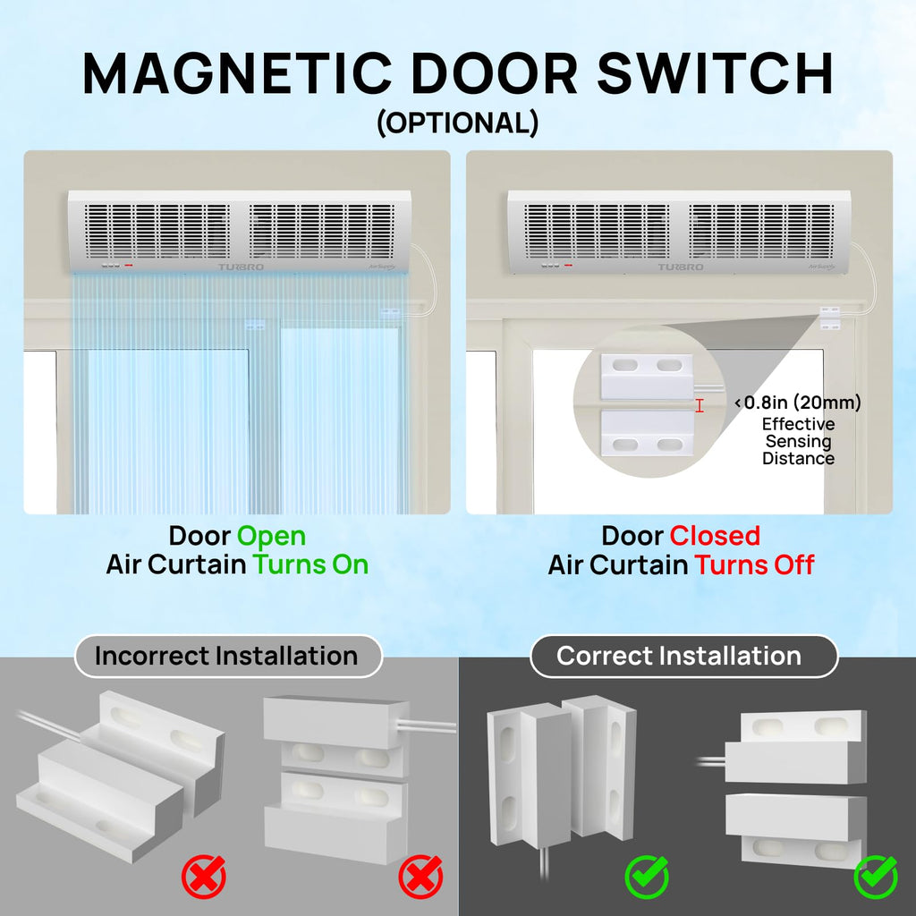 36-Inch Wall-Mounted Air Curtain Fan with Magnetic Switch K92687