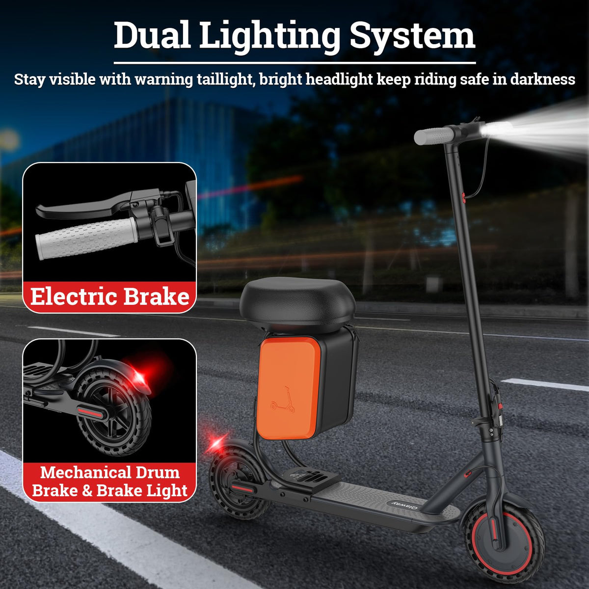 Electric Scooter with 350W/500W Motor, 16-22 Miles Range, Folding K4712