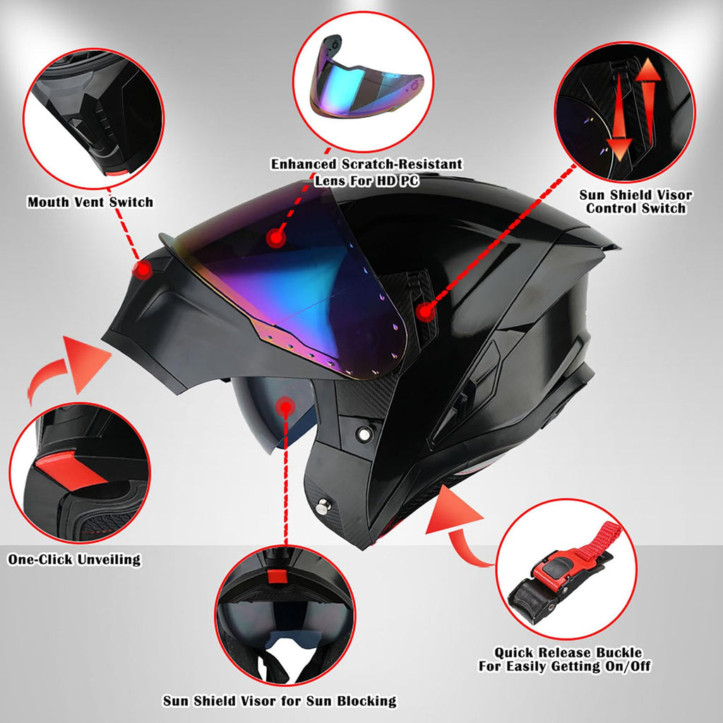 Modular Flip up Dual Visor Full Face Motorcycle Helmet A70198