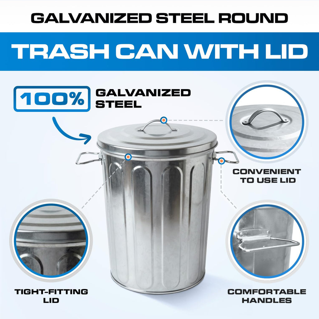 5 Gallon Metal Trash Can with Lid Y21283