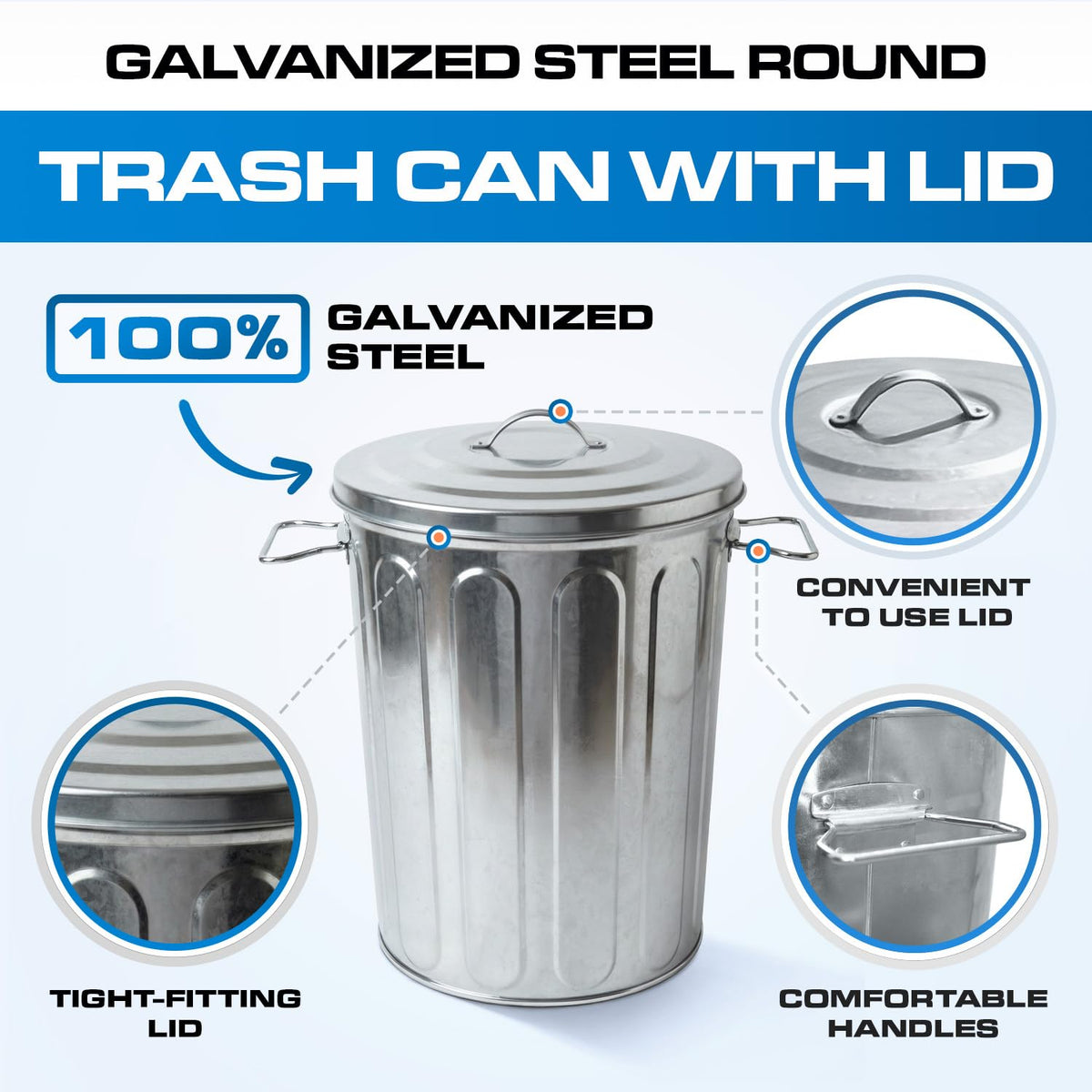 5 Gallon Metal Trash Can with Lid Y21283