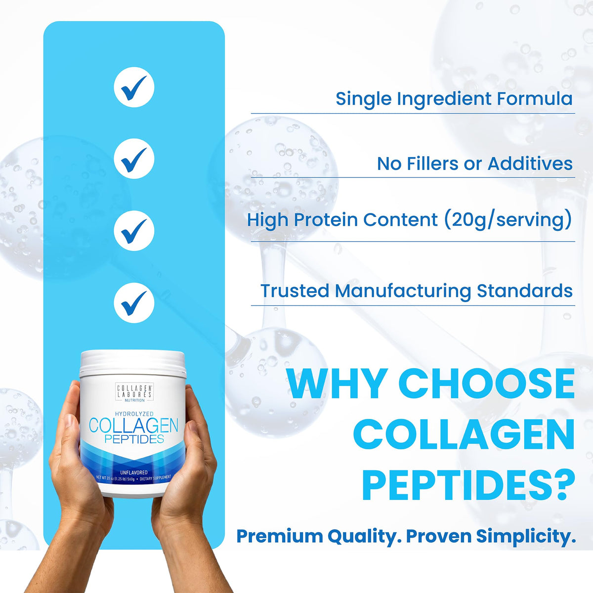 Hydrolyzed Collagen Peptides 20 oz Unflavored Powder T346