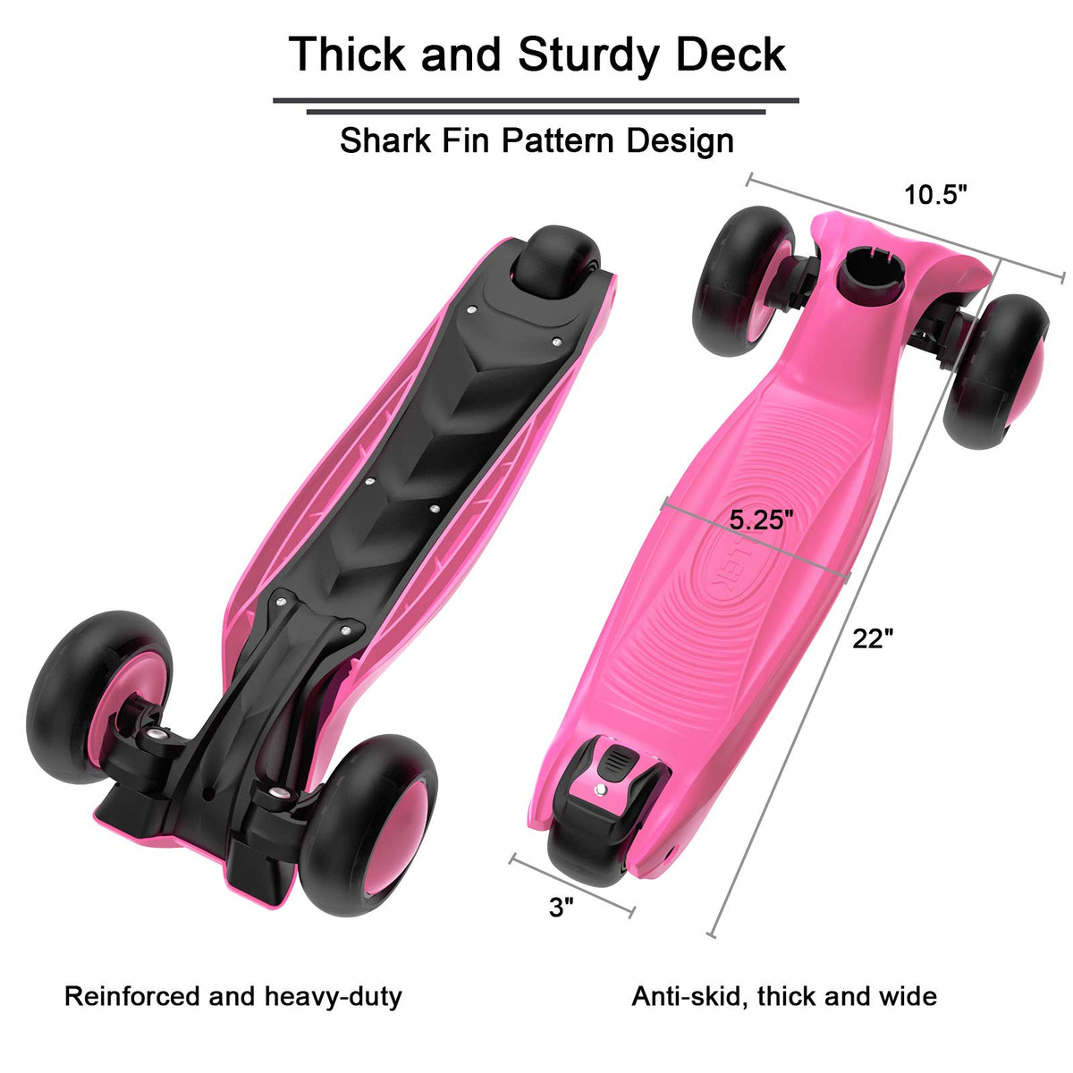 Kick Scooter 3-Wheeled Push Scooter with Light-Up Wheels Q1507