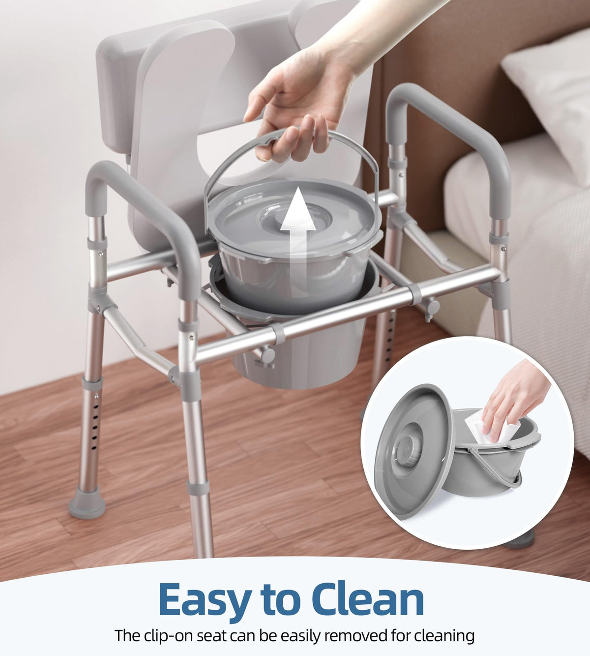 Shower Chair with Arms and Back and Bedside Commode with Padded Seat and Backrest Z318