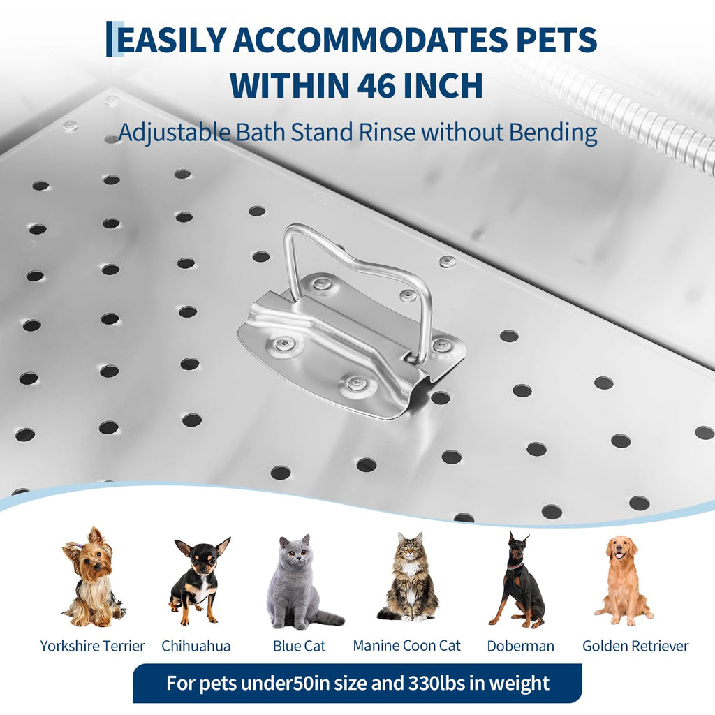 46 Inch Stainless Steel Dog Grooming Tub G628