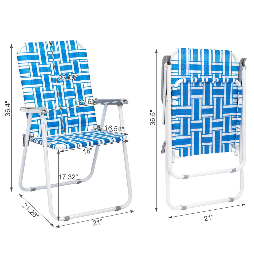 Set of 2 Blue Webbed Folding Patio Chair B7218