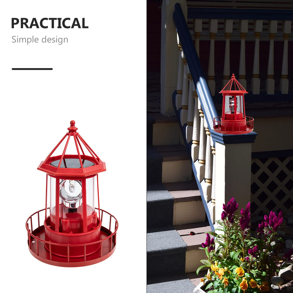 Solar Powered Lighthouse Iron Rotating Solar Light N1556