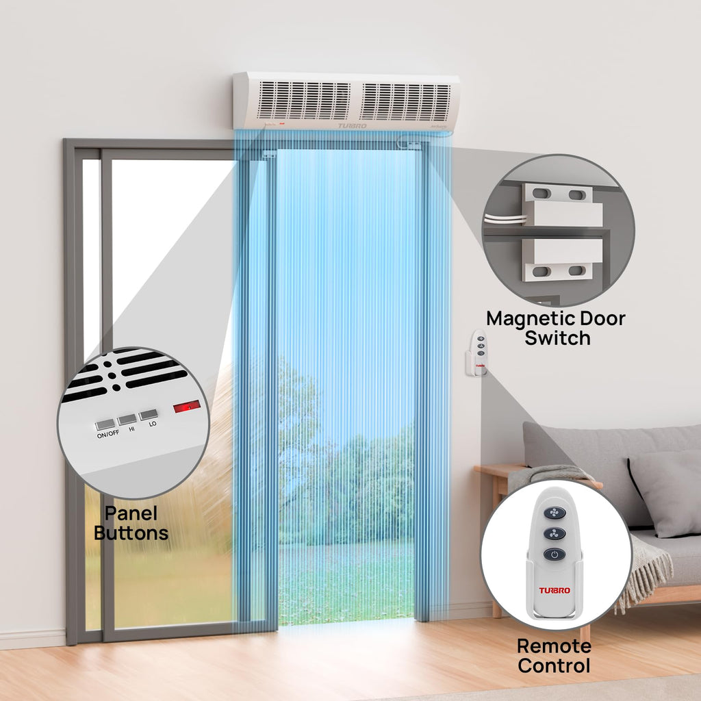 36-Inch Wall-Mounted Air Curtain Fan with Magnetic Switch K92687