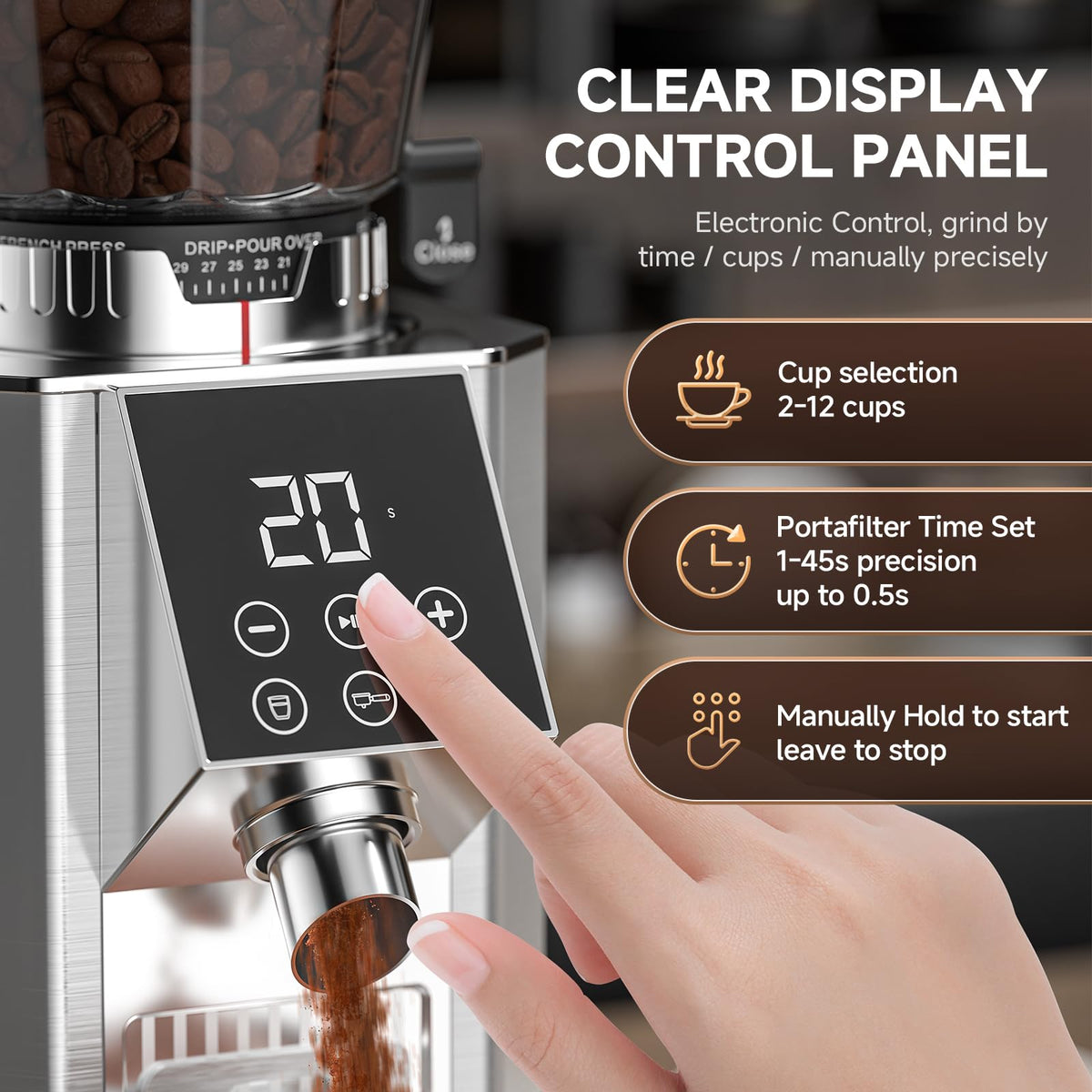 Conical Burr Coffee Grinder with 45 Grind Settings C613