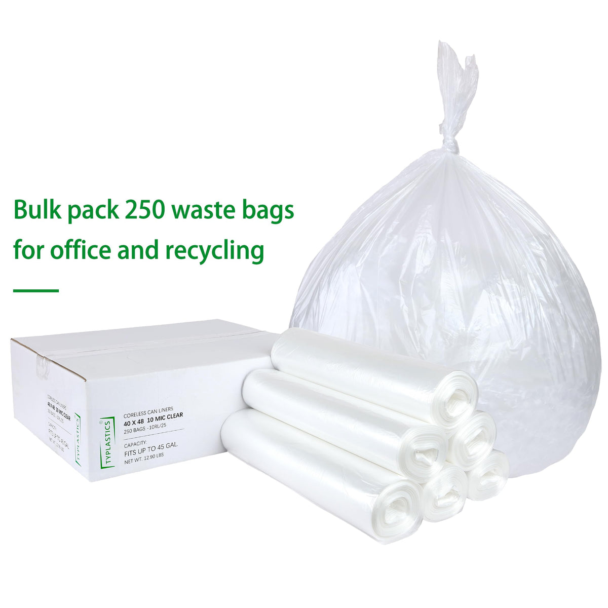 Clear 40-45 Gallon Trash Can Liners R41558