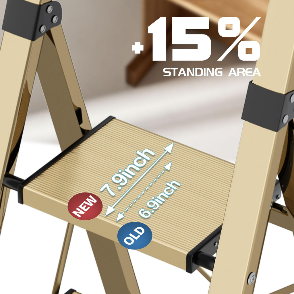 4 Step Lightweight Folding Ladder with Handgrip 330lbs Capacity Q79757