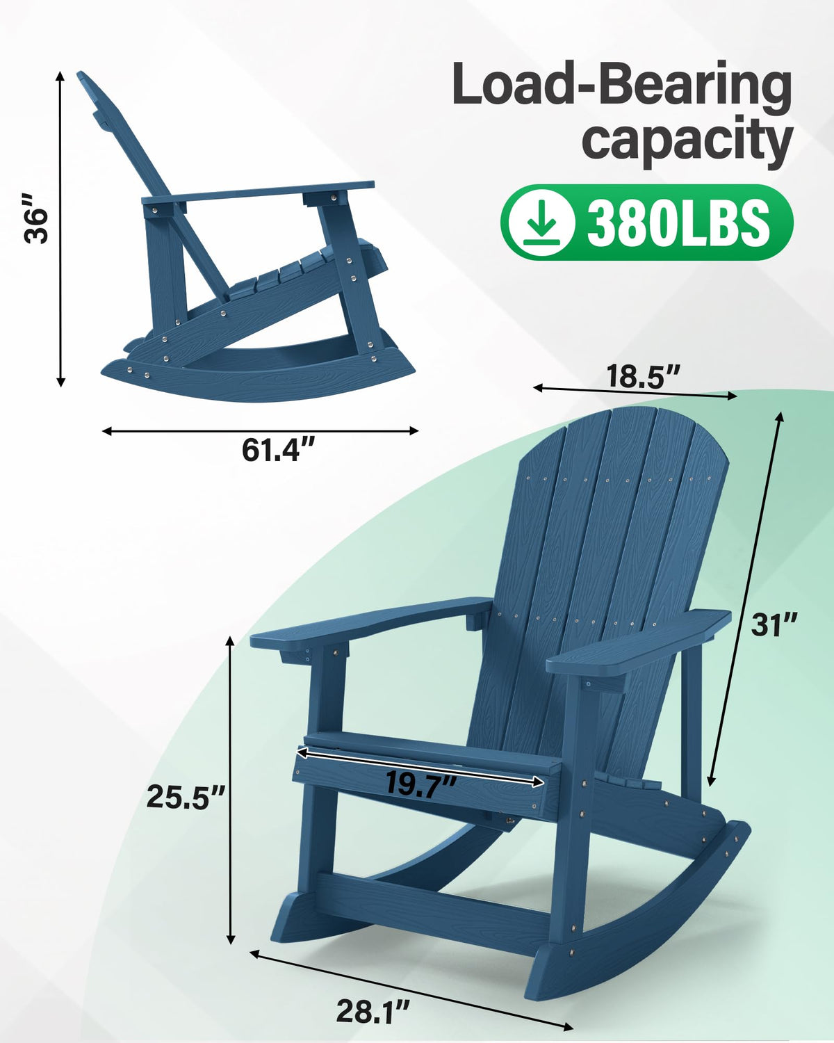 Navy Blue All-Weather Resistant Adirondack Rocking Chair Set of 2 R157073