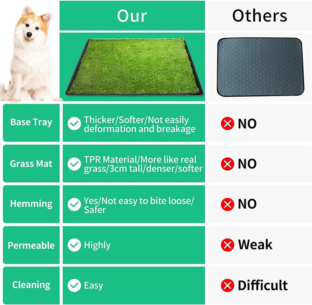 Dog Grass Pad with Tray 40''X27.5'' Artificial Turf Potty I699
