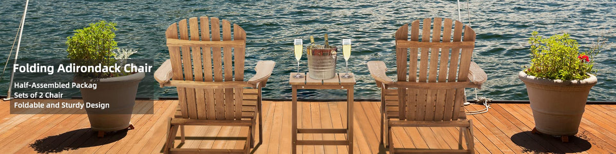 Folding Adirondack Chair Set of 2 Cedar Wood I3672