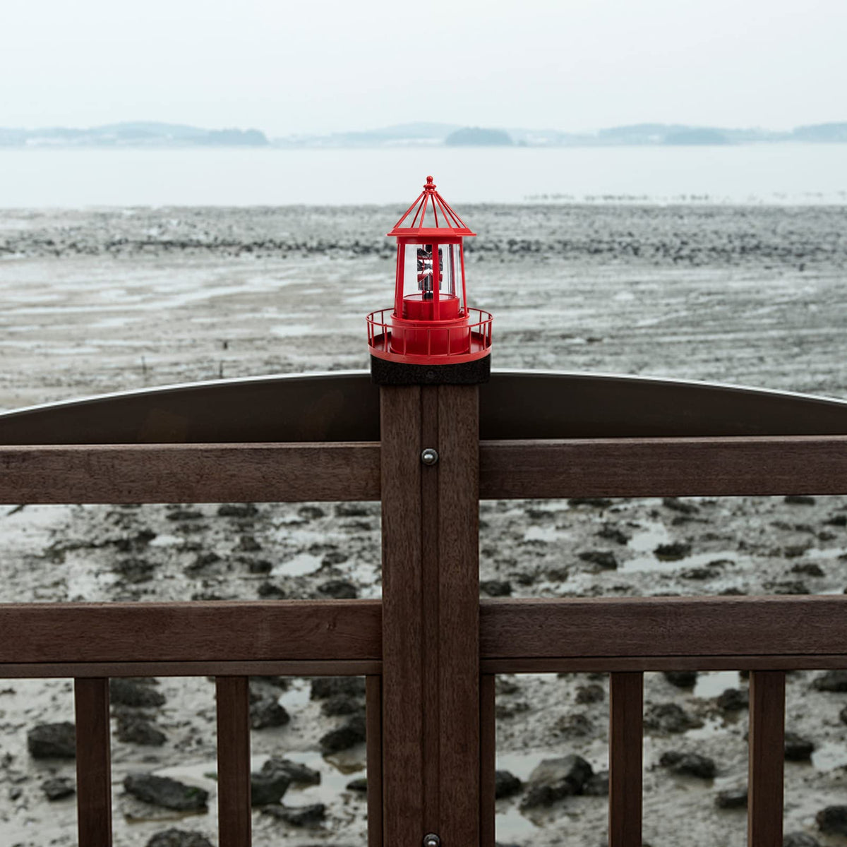 Solar Powered Lighthouse Iron Rotating Solar Light N1556