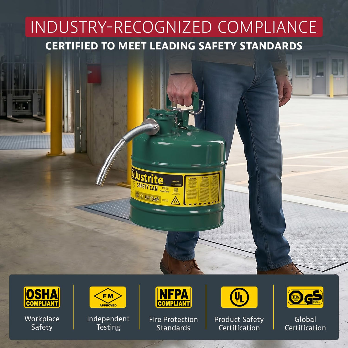 Green Galvanized Steel Safety Can F71408