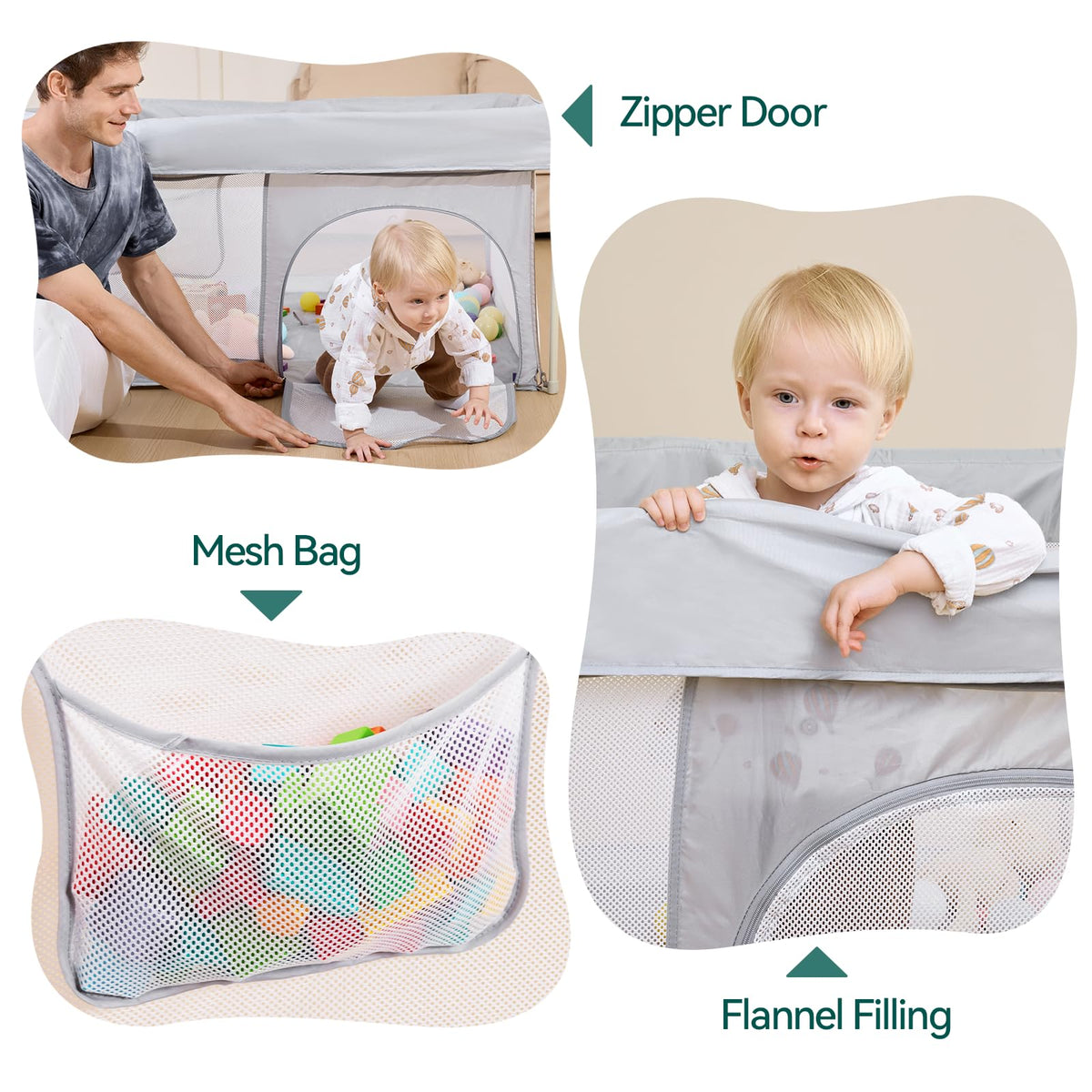 Foldable Baby Playpen with Mat U3951