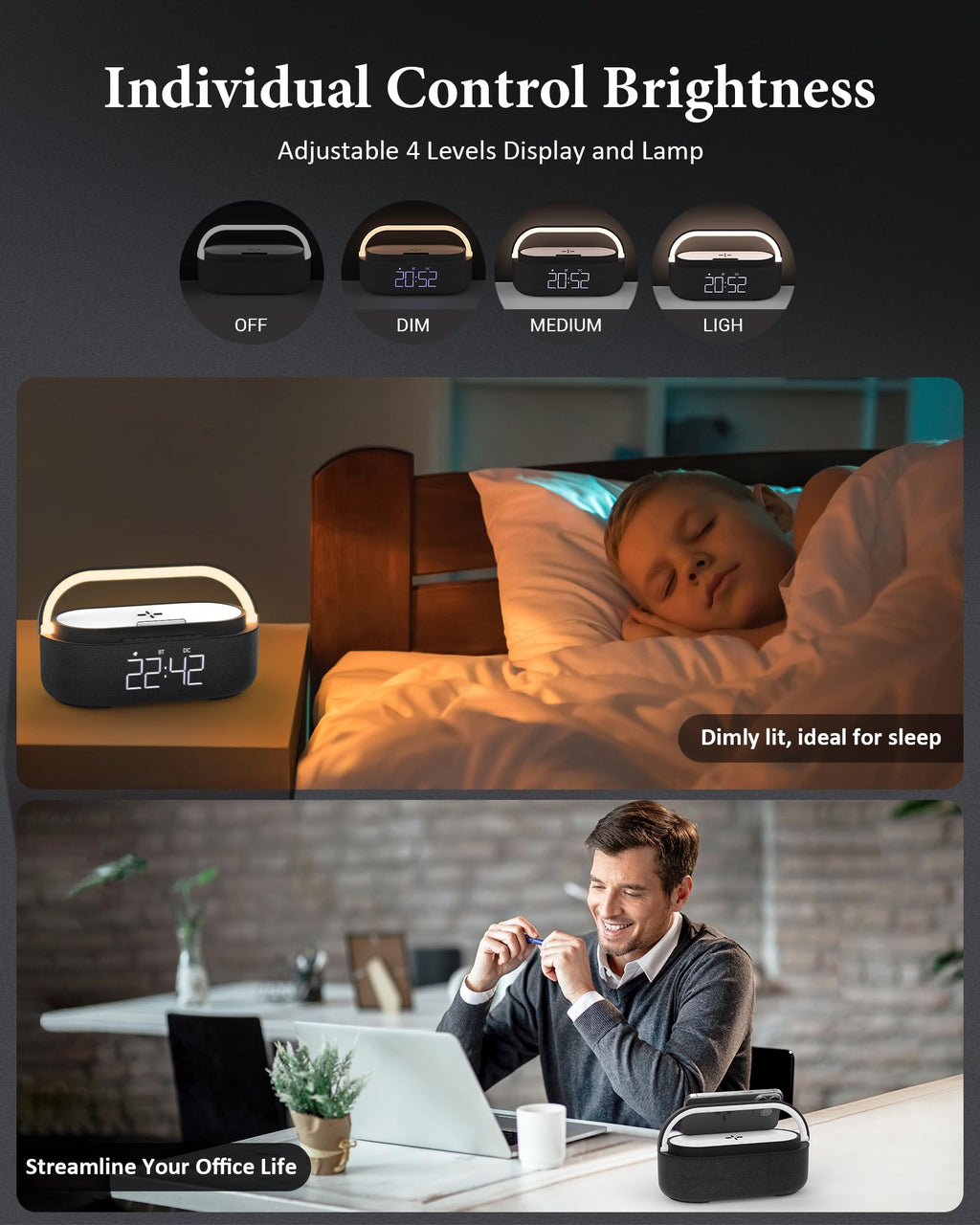 Bluetooth Speaker with Wireless Charger FM Radio LED Light A588885