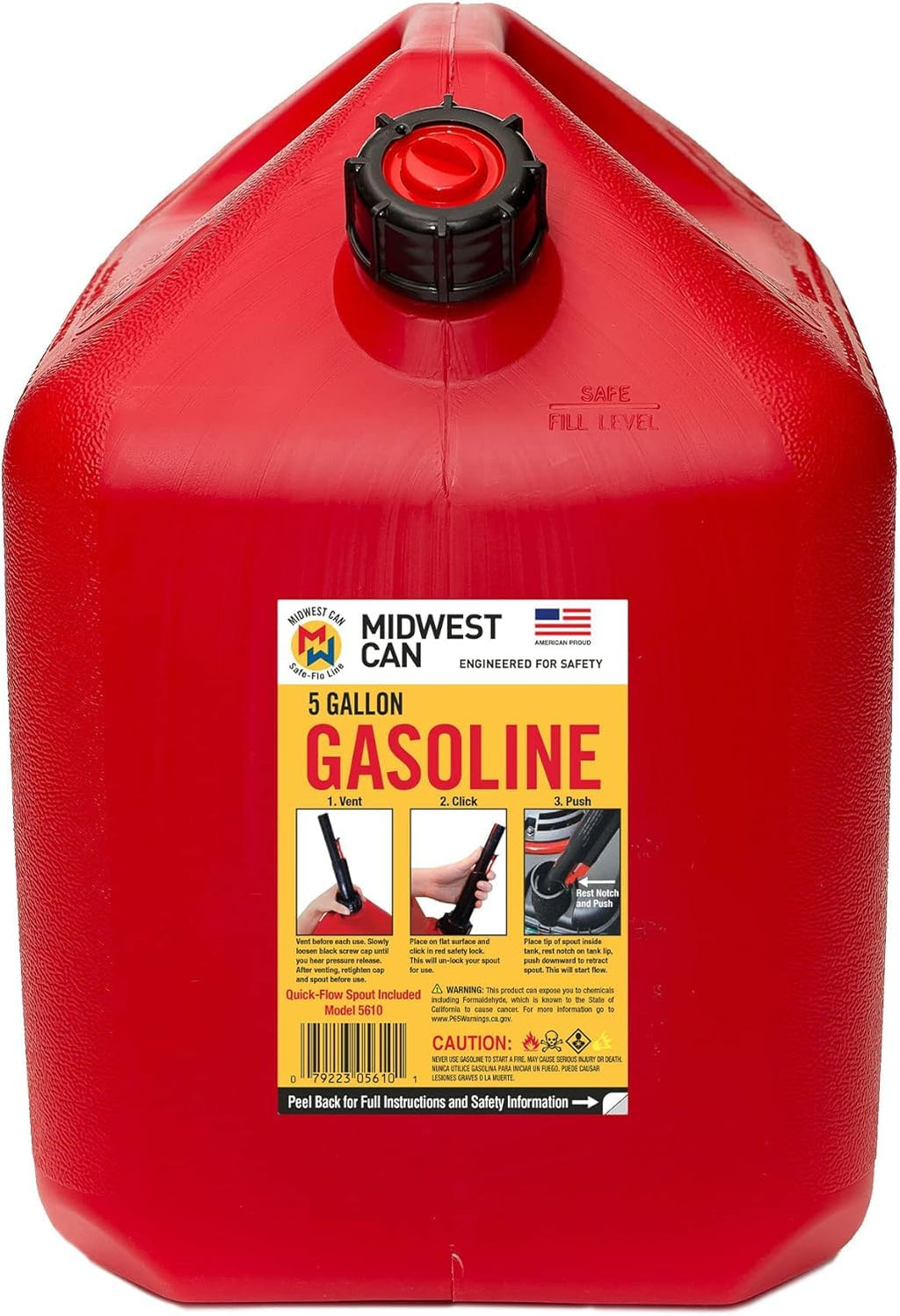 5 Gallon Gas Can Fuel Container with Spout 2 Pack L5954