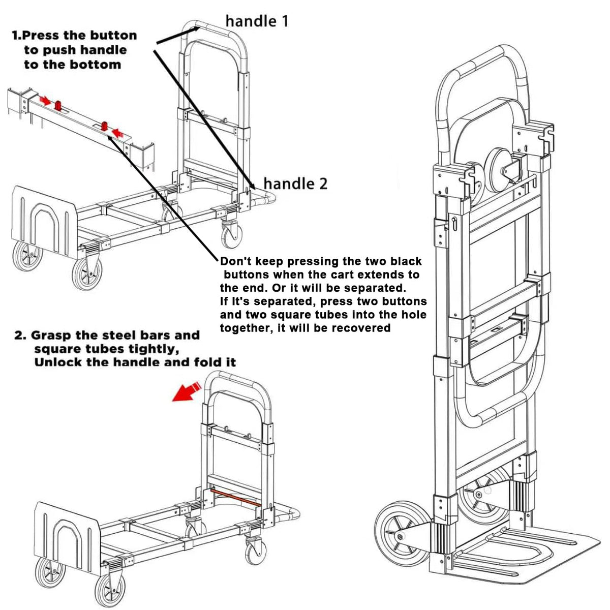 Heavy Duty 4 Wheels 500 Lbs Load Convertible Hand Truck Dolly Cart A204215
