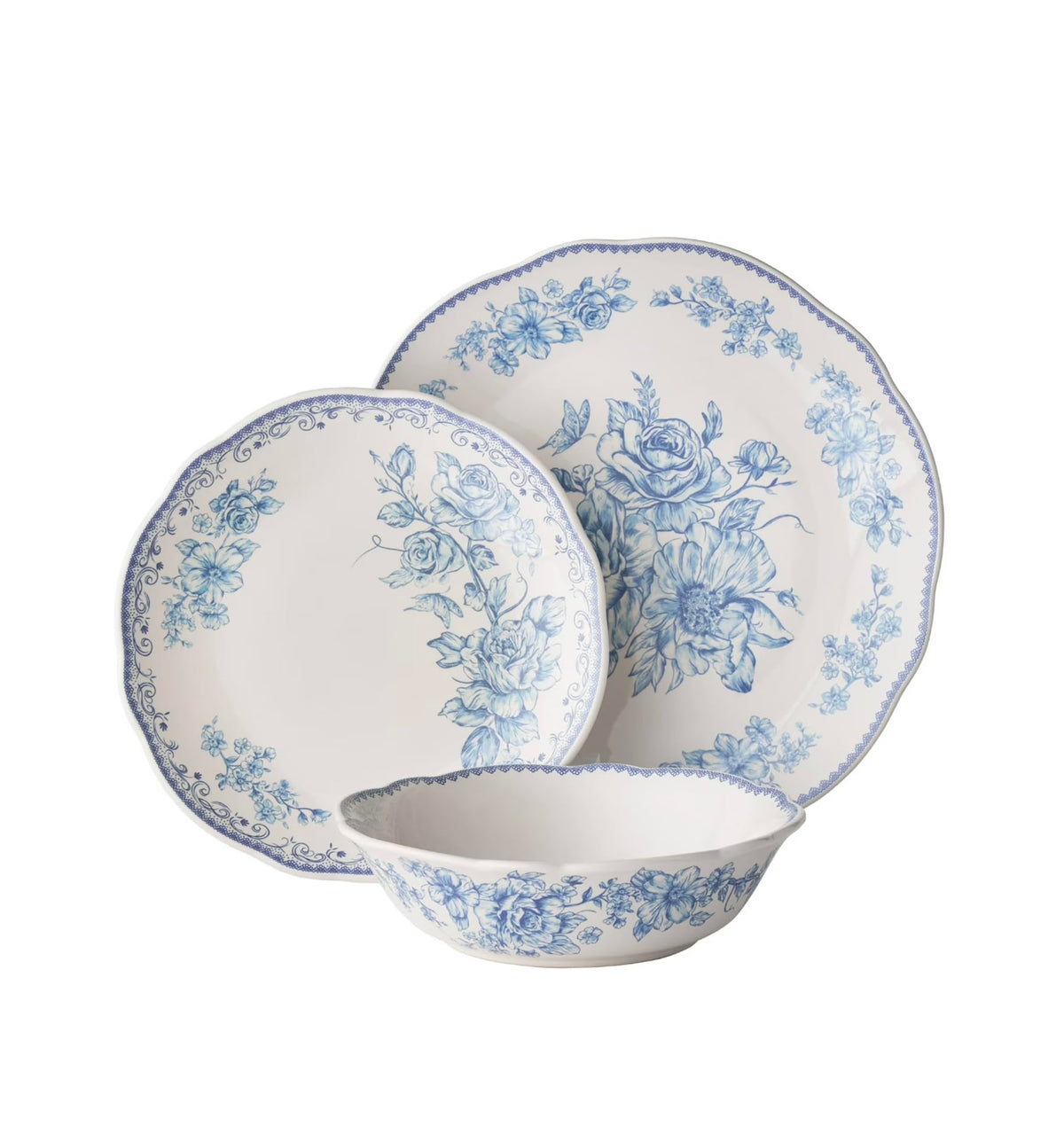 Blue 12-Piece Stoneware Dinnerware Set G14589