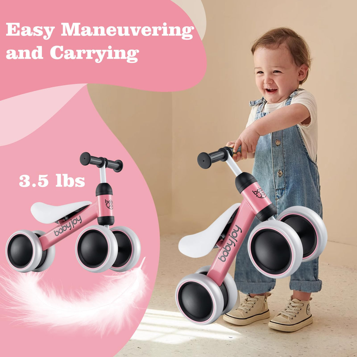 No Pedal 4 Wheels Toddler Balance Bike with Soft Seat C94595