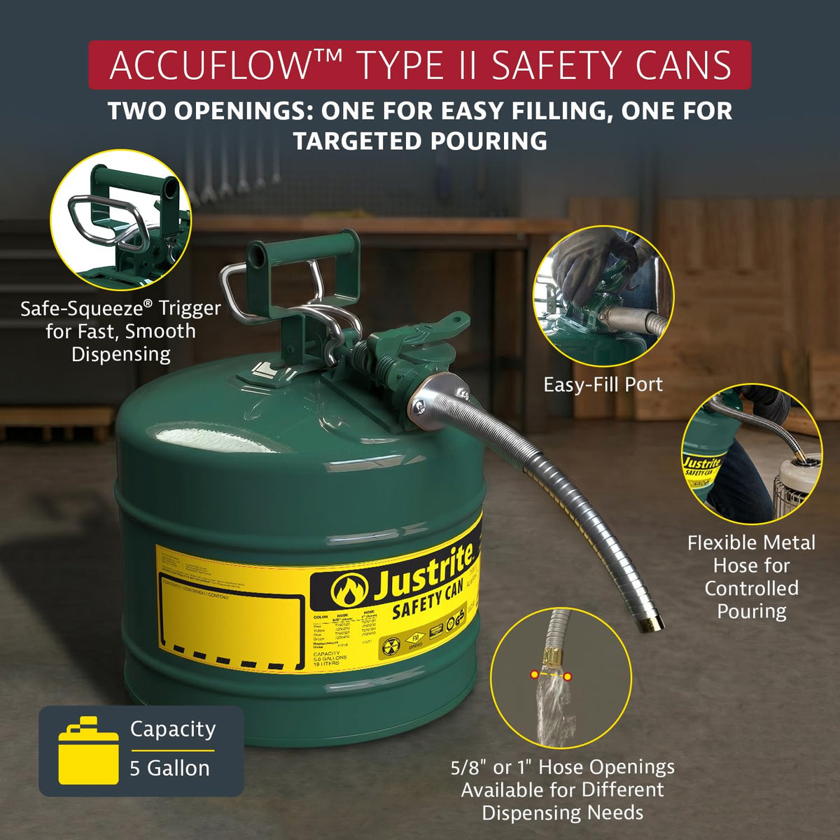Green Galvanized Steel Safety Can F71408