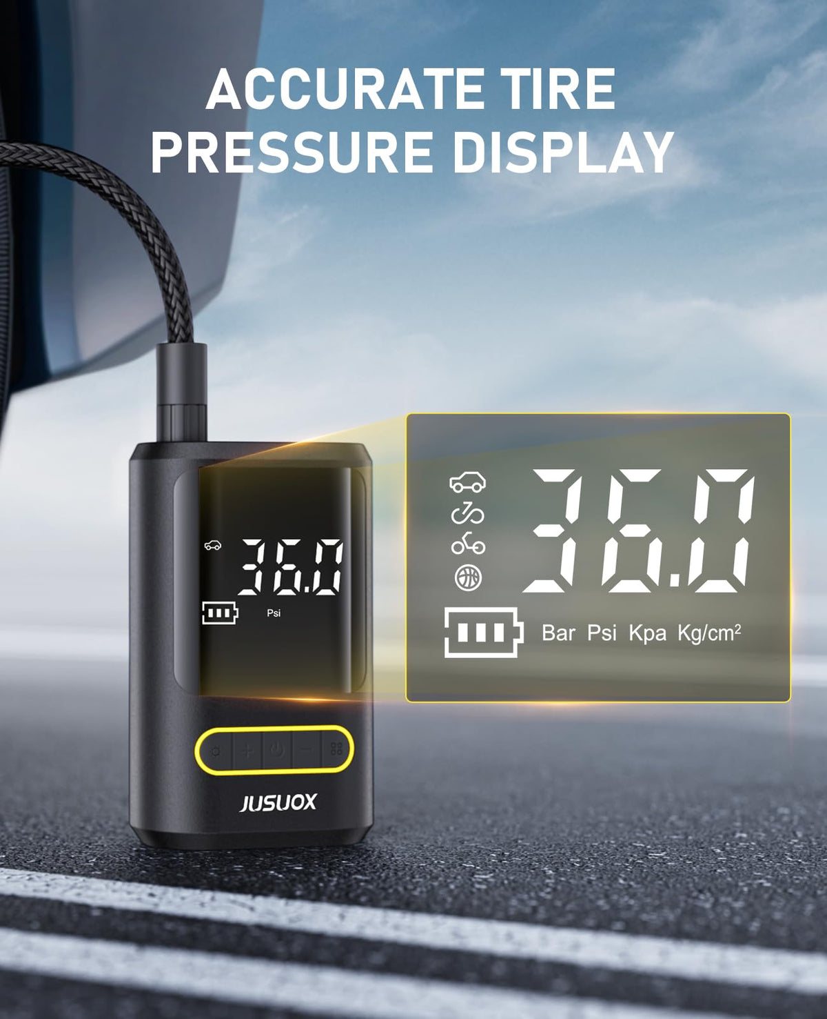 Tire Inflator Portable Air Compressor 150PSI Cordless Auto Off B3727