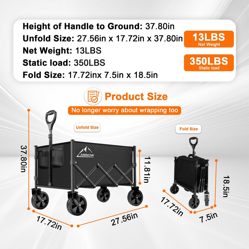 100L Collapsible Wagon Cart with All Terrain Wheels L3581