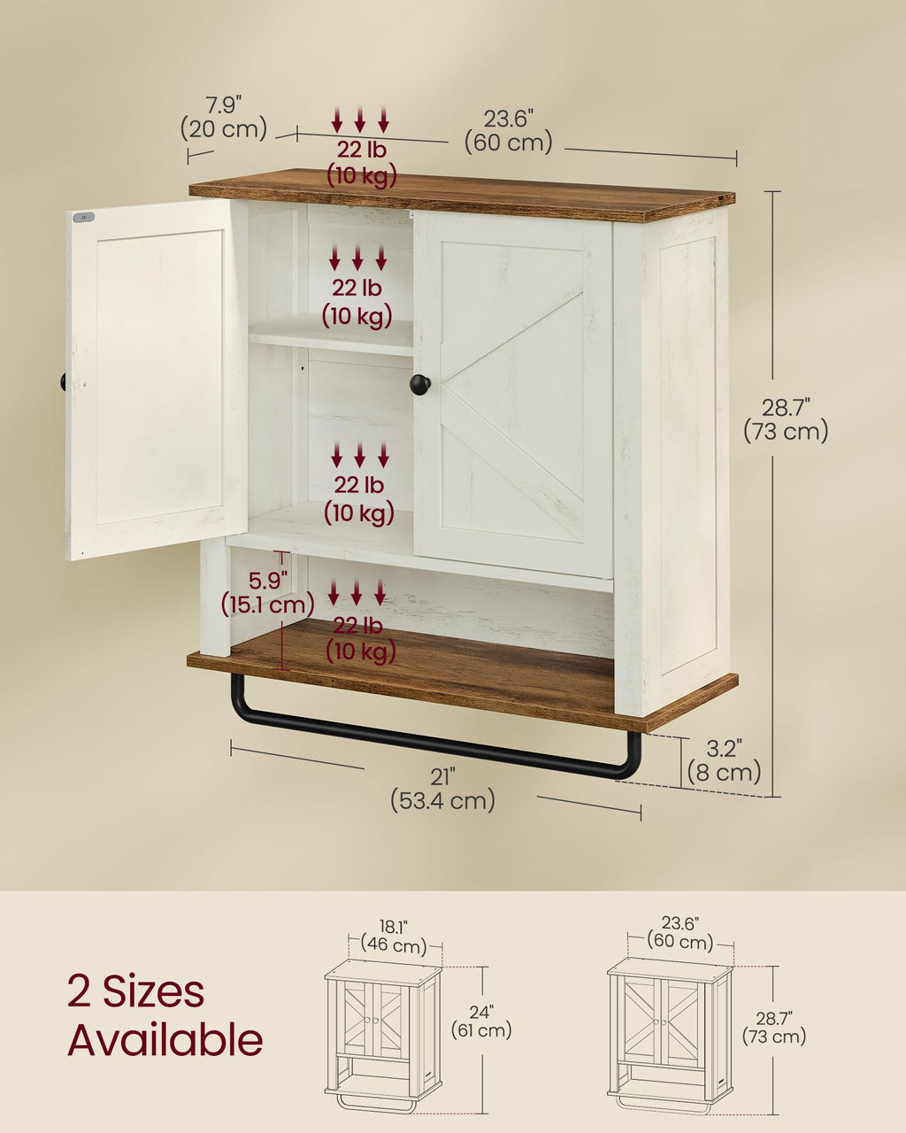 Wall-Mounted Bathroom Cabinet with Towel Bar Q15725