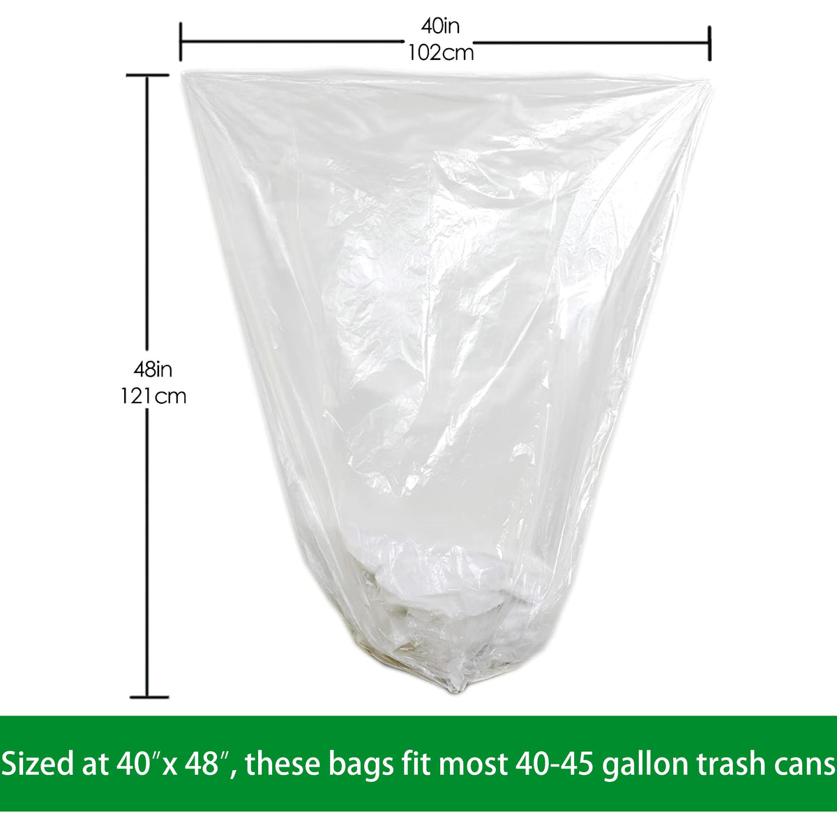 Clear 40-45 Gallon Trash Can Liners R41558