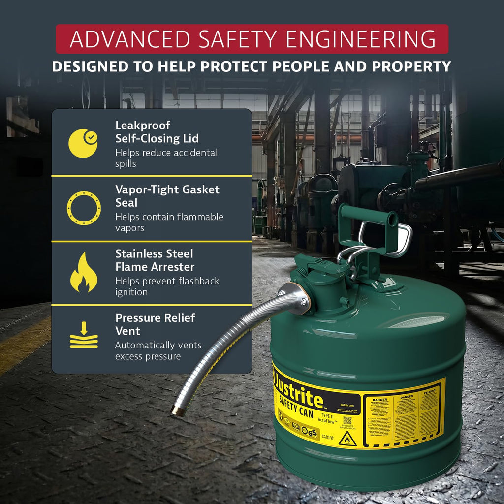 Green Galvanized Steel Safety Can F71408
