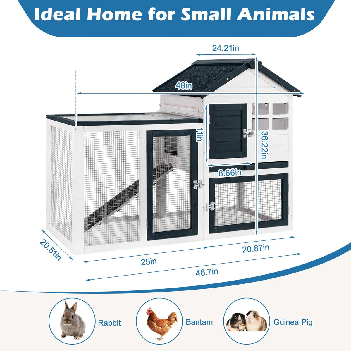 Indoor Outdoor Rabbit Cage with Weatherproof Roof O691273