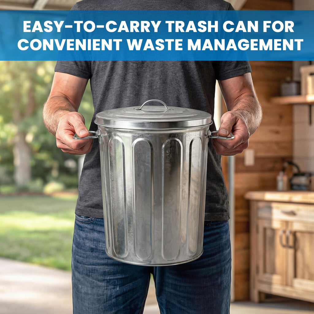 5 Gallon Metal Trash Can with Lid Y21283