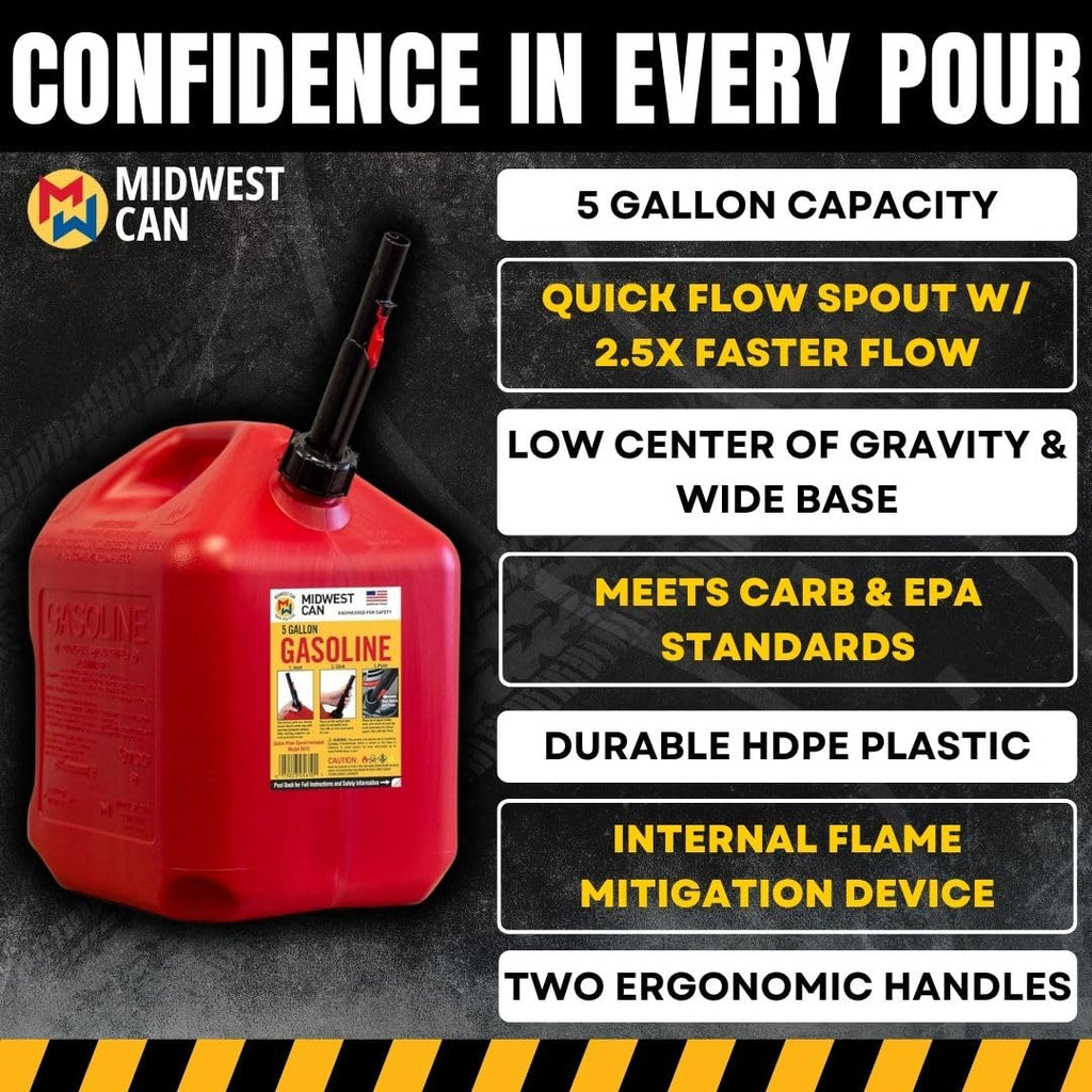 5 Gallon Gas Can Fuel Container with Spout 2 Pack L5954