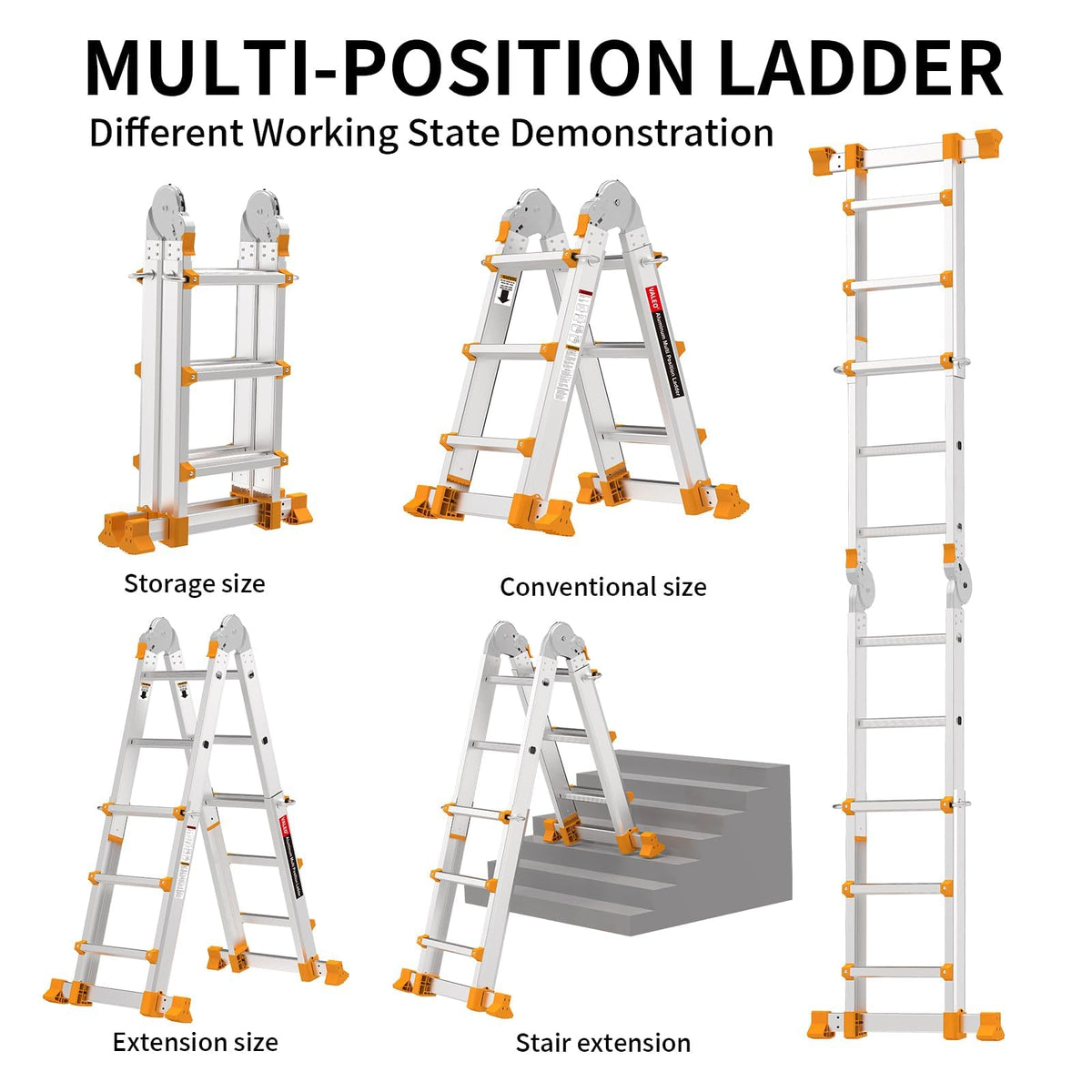 11FT Multi Position Aluminum Folding Ladder with Tool Tray N852822