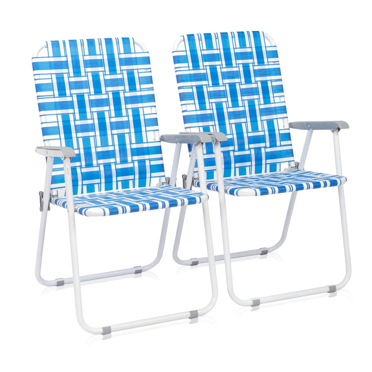 Set of 2 Blue Webbed Folding Patio Chair B7218