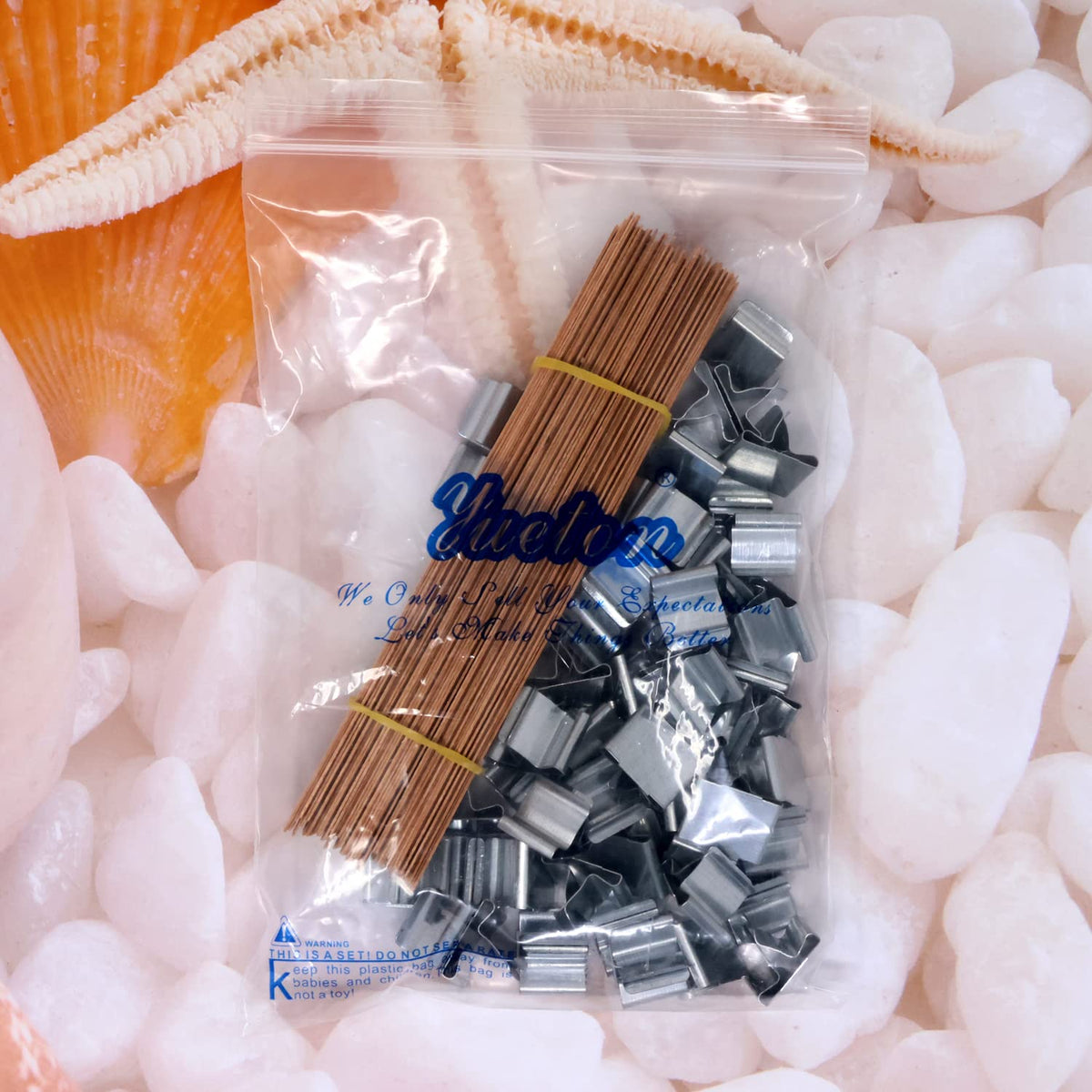 50PCS Crackling Wooden Candle Wicks with Metal Base A388