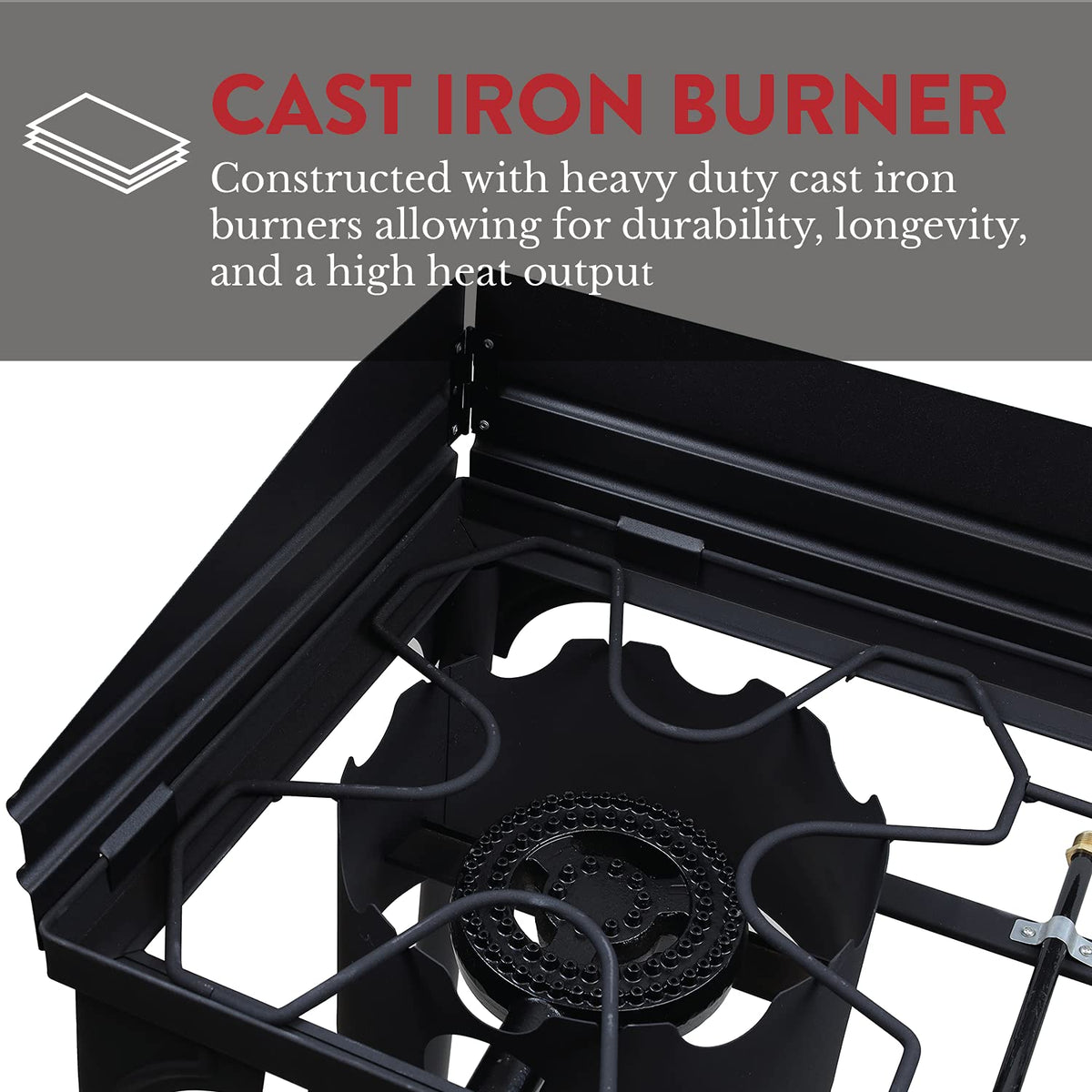 Propane Double Burner Camp Stove with Windscreen and Removable Legs E749