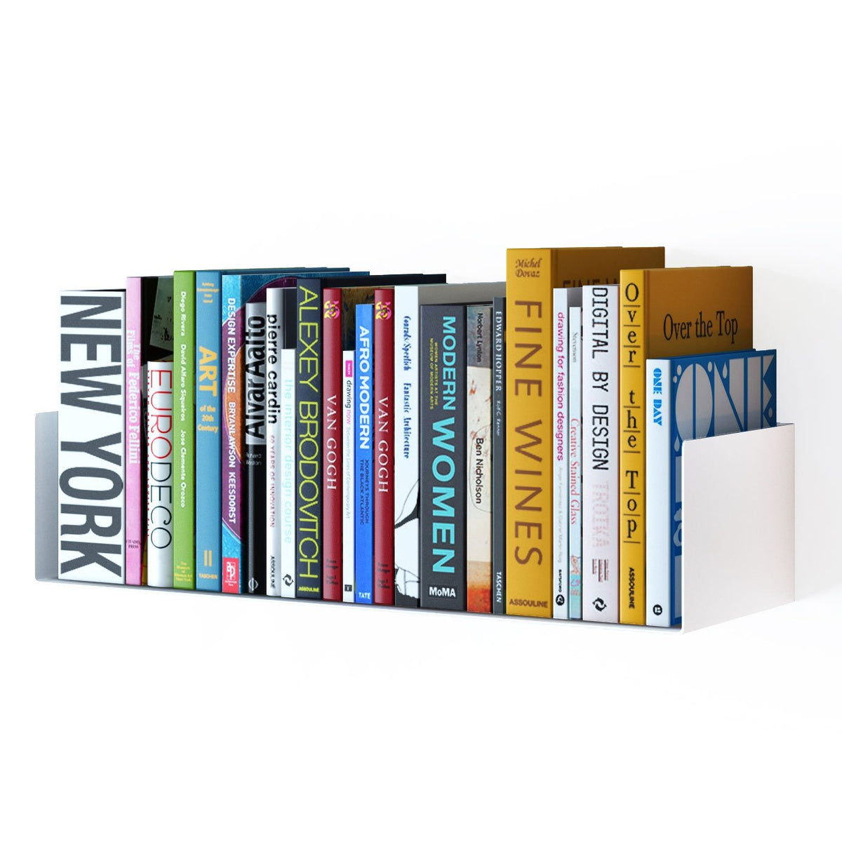 White Metal U Shape Wall Mountable Bookshelf U21228