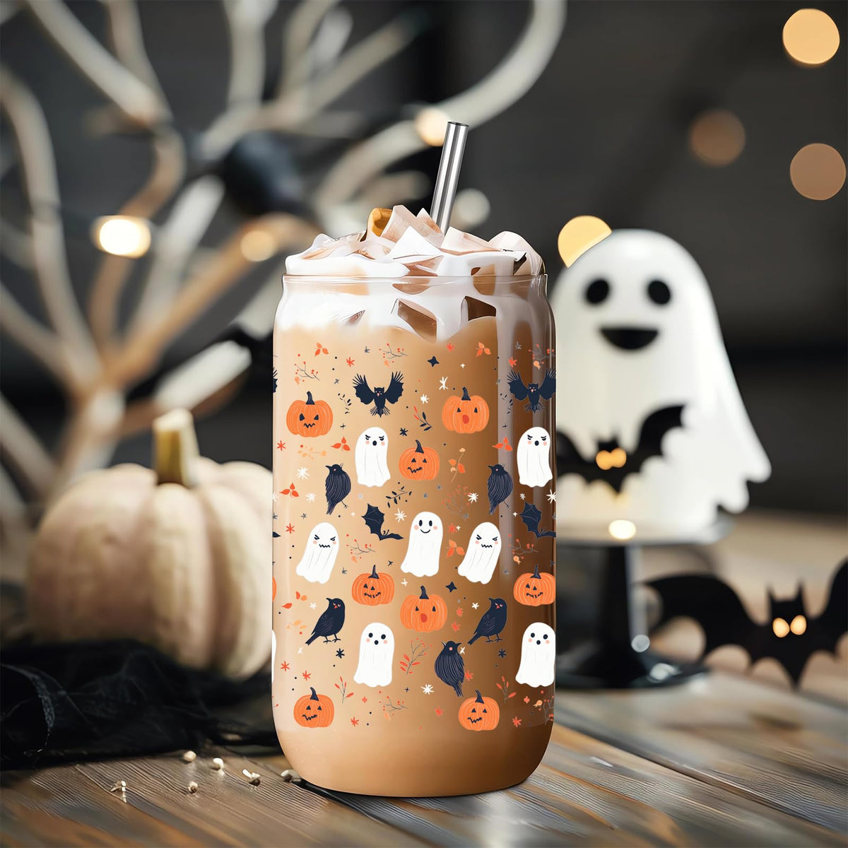 22oz Glass Tumbler with Lid & Straw R7855
