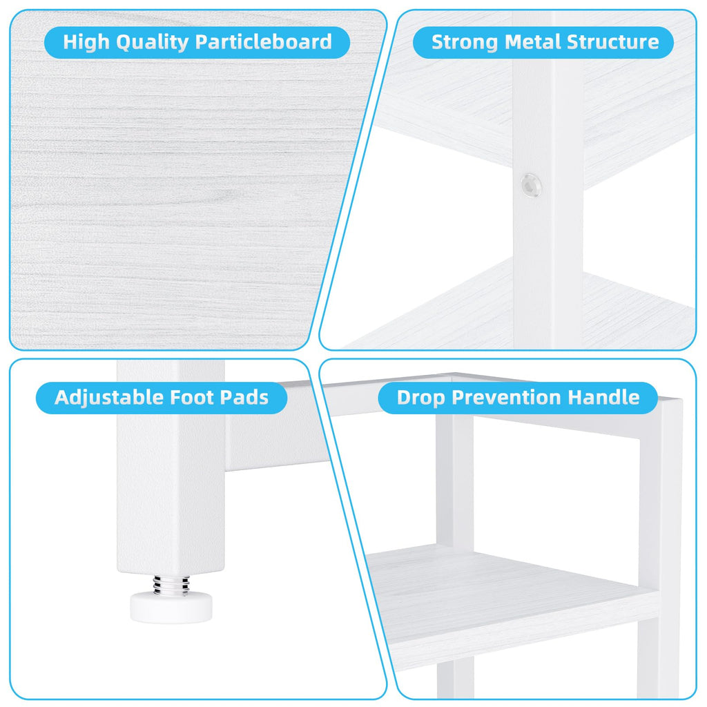 White Wood Desk Shelf with Drawer J351833