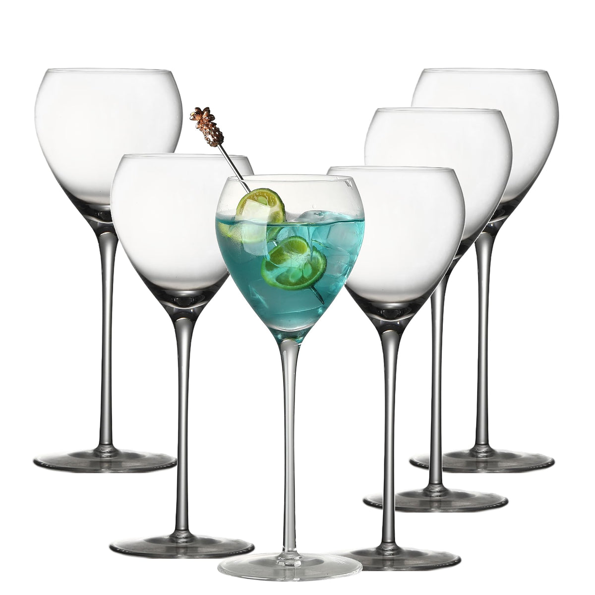 Hand Blown Crystal Cocktail Glasses Set of 6, 5.8Oz Clear A77342