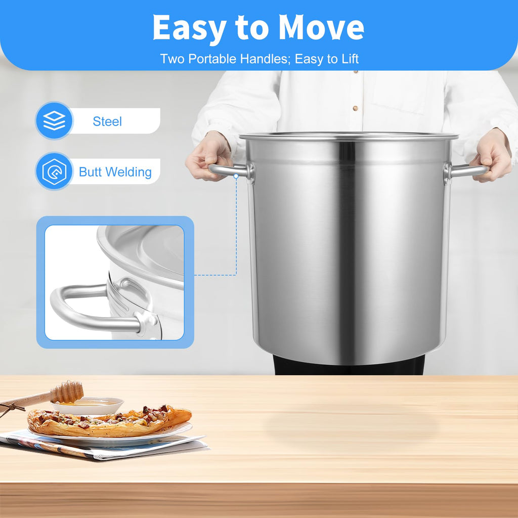 35L Stainless Steel Stockpot with Lid N627