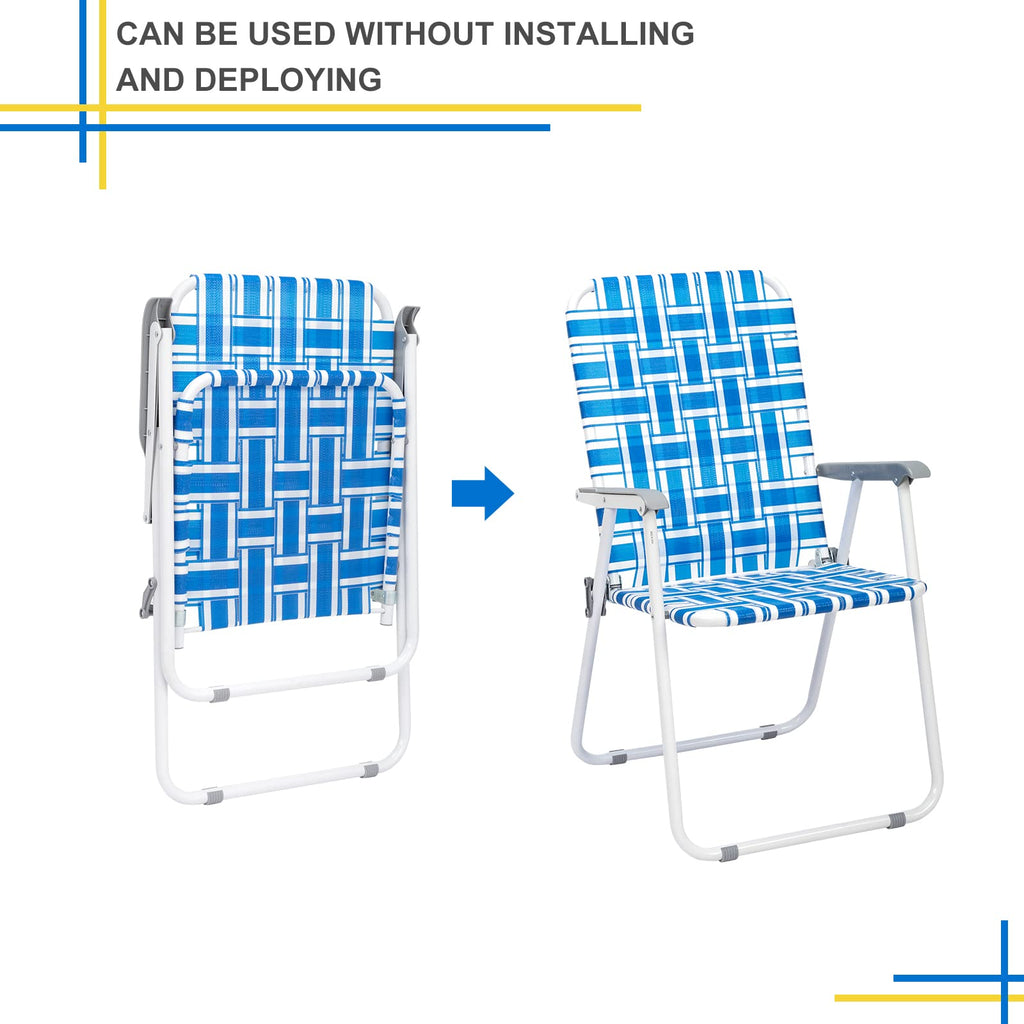 Set of 2 Blue Webbed Folding Patio Chair B7218