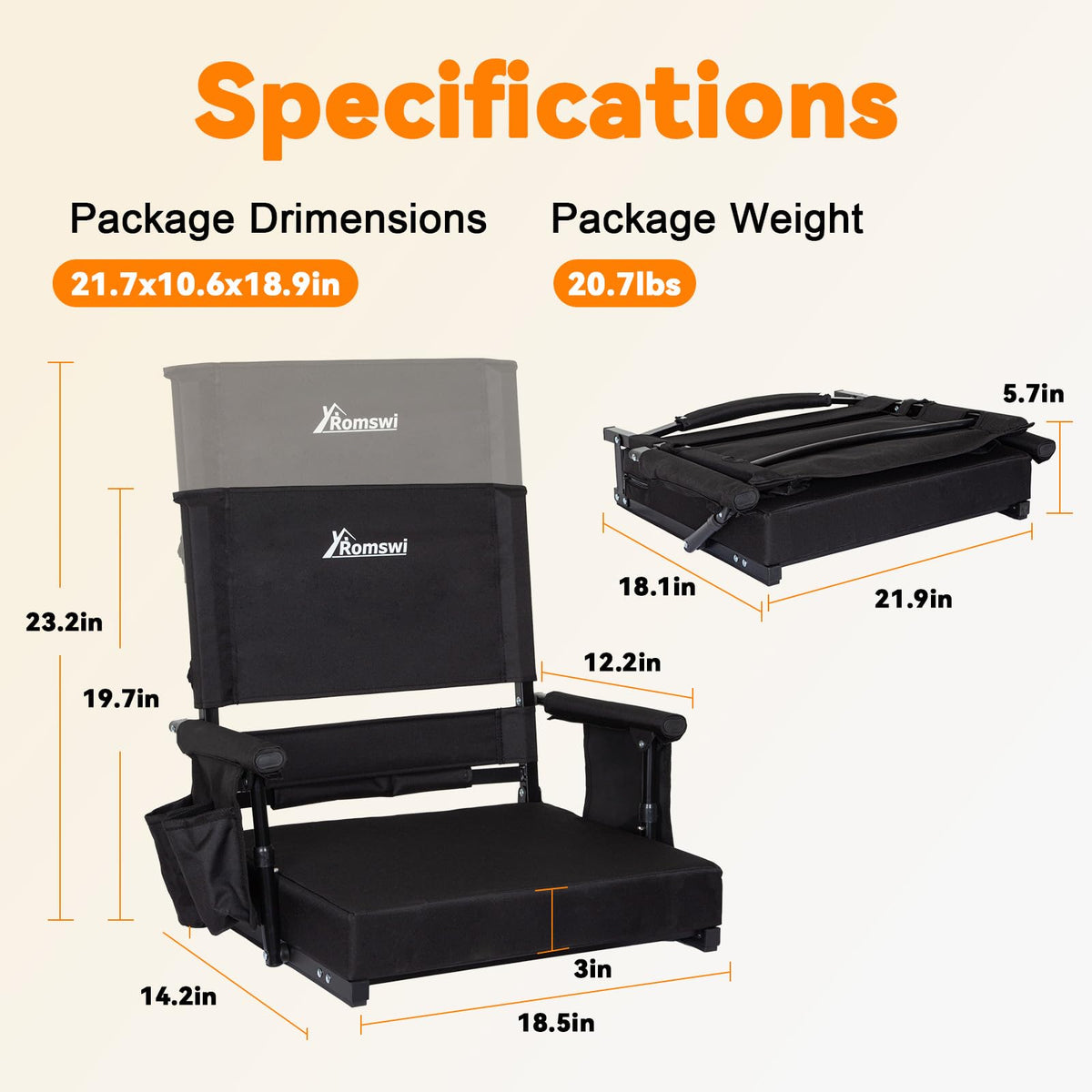 2-Pack Stadium Seats with Back Support and Armrests X30957