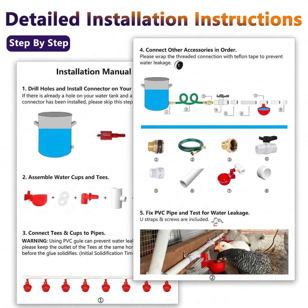 Automatic Chicken Watering System with PVC Pipe K402760