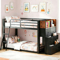 Twin Over Twin Bunk Bed with Storage Dresser F9536